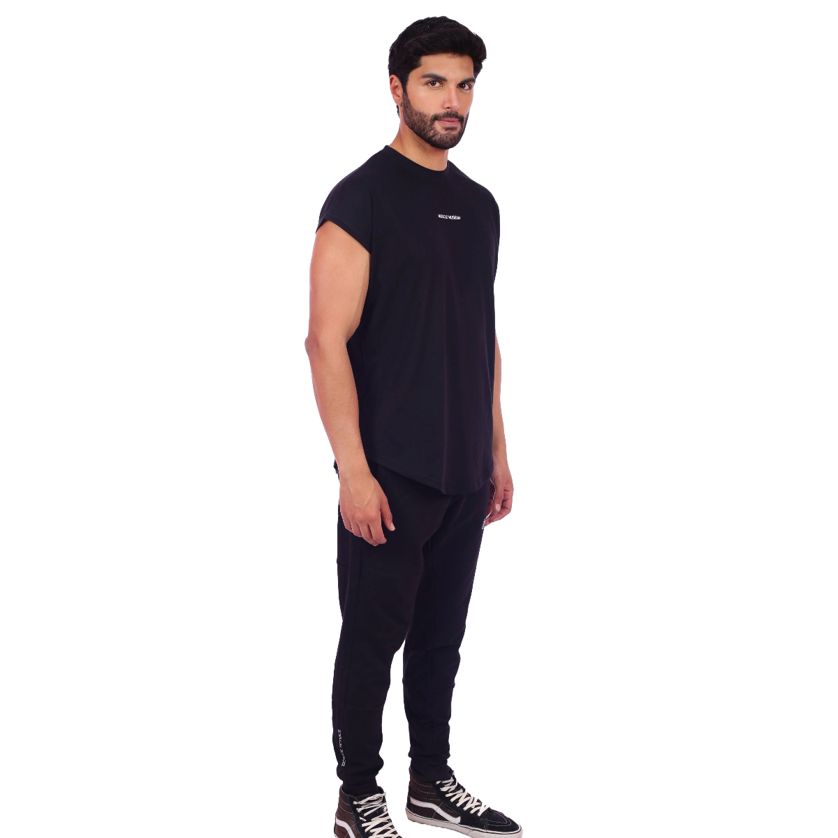 POLO HOMBRE MUSCLE MUSEUM ALGODÓN NEGRO MUSCLE TEE MANGA CERO - 5
