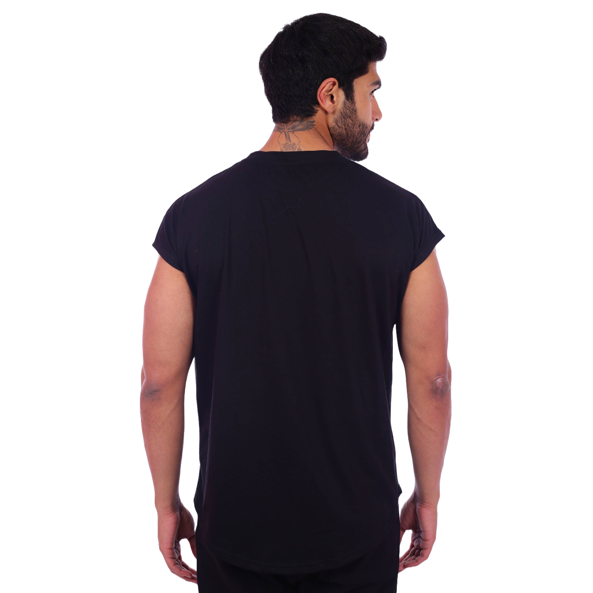 POLO HOMBRE MUSCLE MUSEUM ALGODÓN NEGRO MUSCLE TEE MANGA CERO - 6