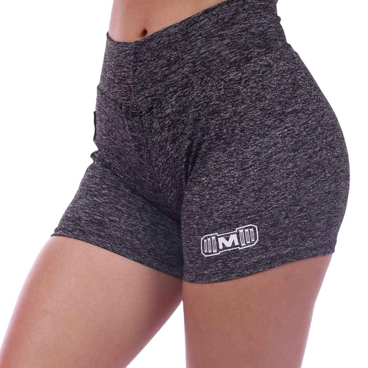 SHORT TODA ACTIVIDAD MUJER MUSCLE MUSEUM NEGRO PANTALONETA CON BOLSILLO LATERAL JASPEADO - 3