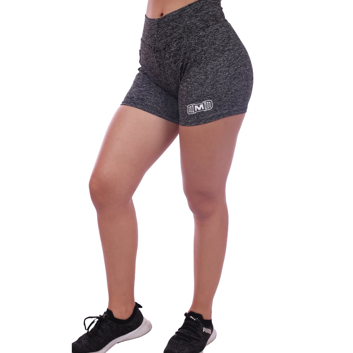 SHORT TODA ACTIVIDAD MUJER MUSCLE MUSEUM NEGRO PANTALONETA CON BOLSILLO LATERAL JASPEADO - 4