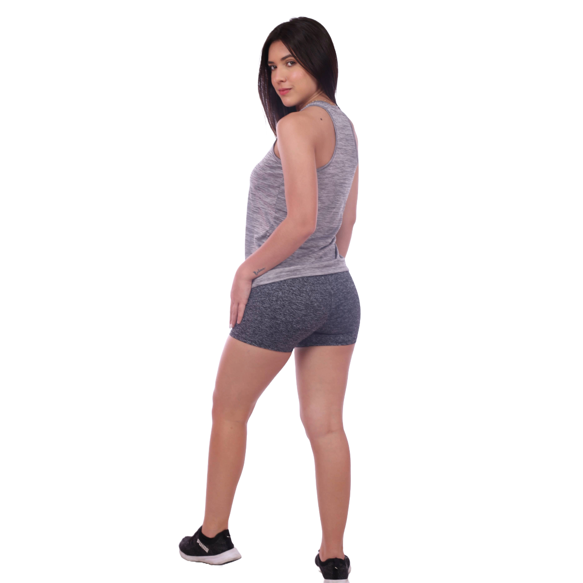 SHORT TODA ACTIVIDAD MUJER MUSCLE MUSEUM NEGRO PANTALONETA CON BOLSILLO LATERAL JASPEADO - 6