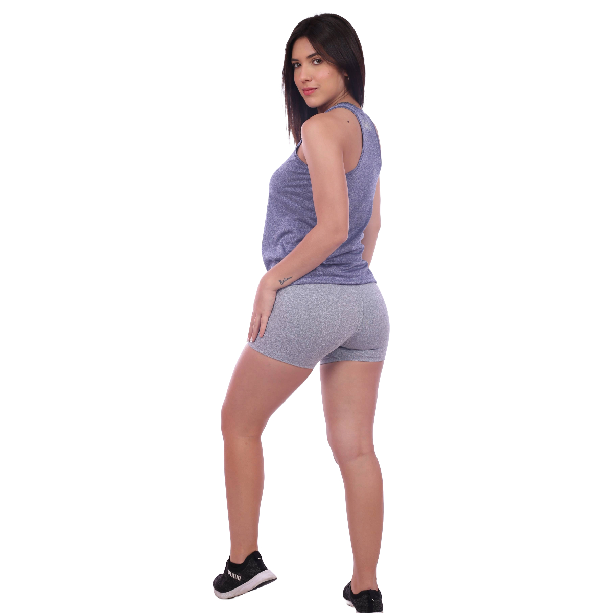 SHORT TODA ACTIVIDAD MUJER MUSCLE MUSEUM PLOMO PANTALONETA CON BOLSILLO LATERAL JASPEADO - 6