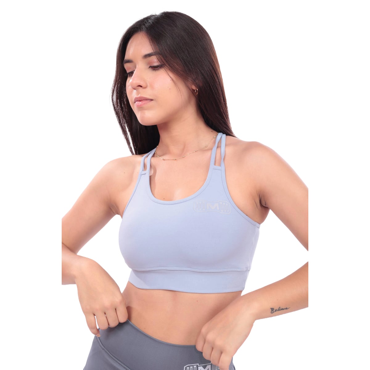 TOP DEPORTIVO MUJER MUSCLE MUSEUM CELESTE CLARO CON TIRAS - 1