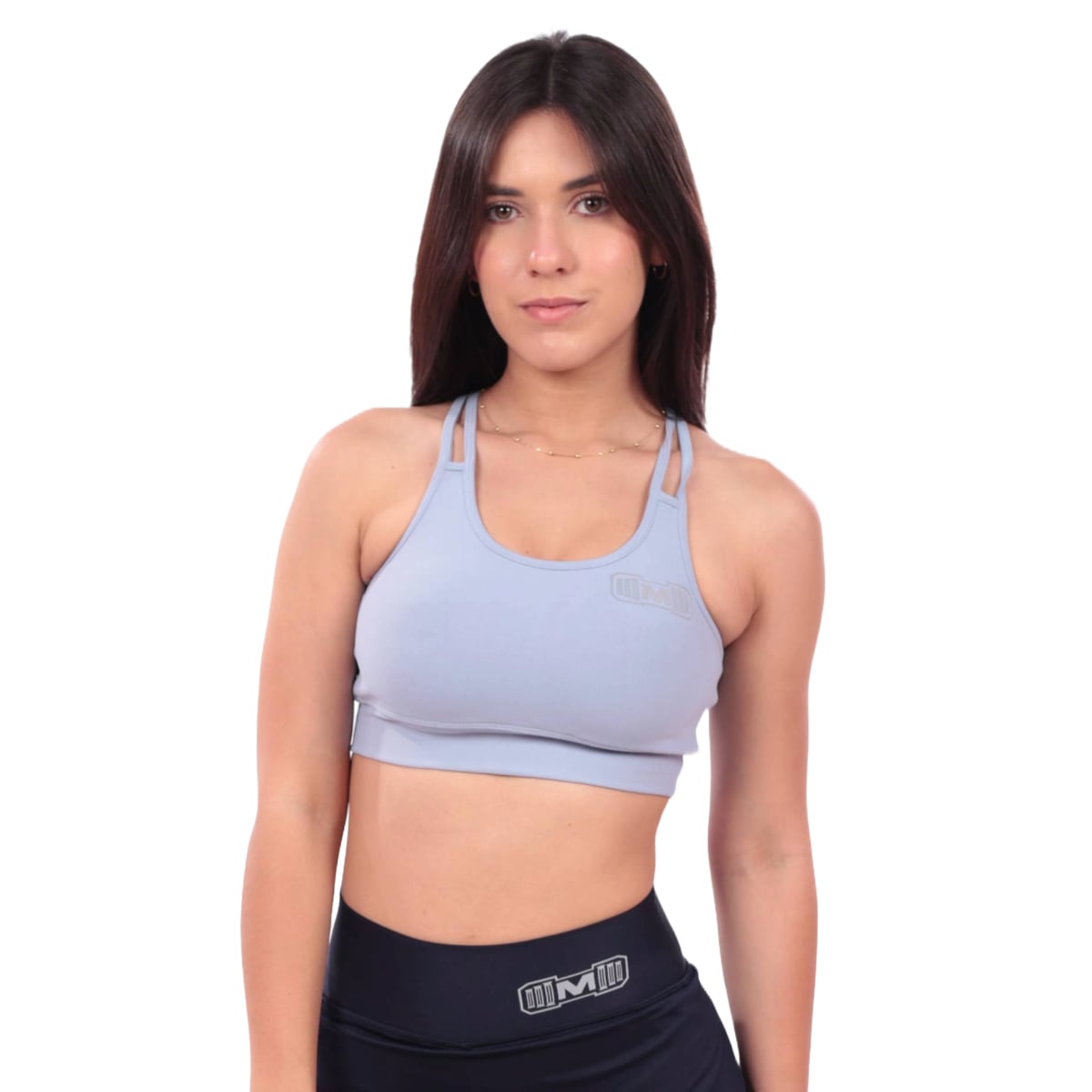 TOP DEPORTIVO MUJER MUSCLE MUSEUM CELESTE CLARO CON TIRAS - 3