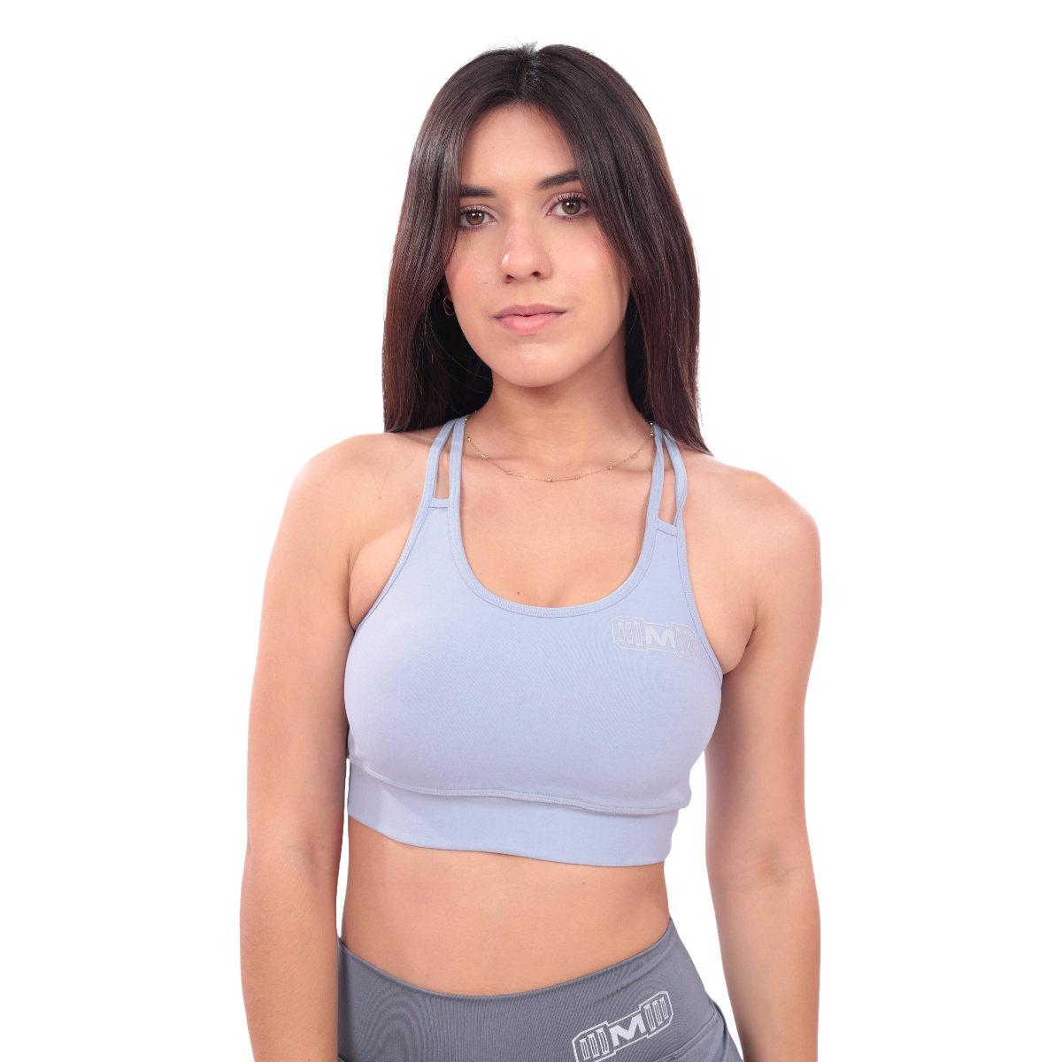 TOP DEPORTIVO MUJER MUSCLE MUSEUM CELESTE CLARO CON TIRAS - 4