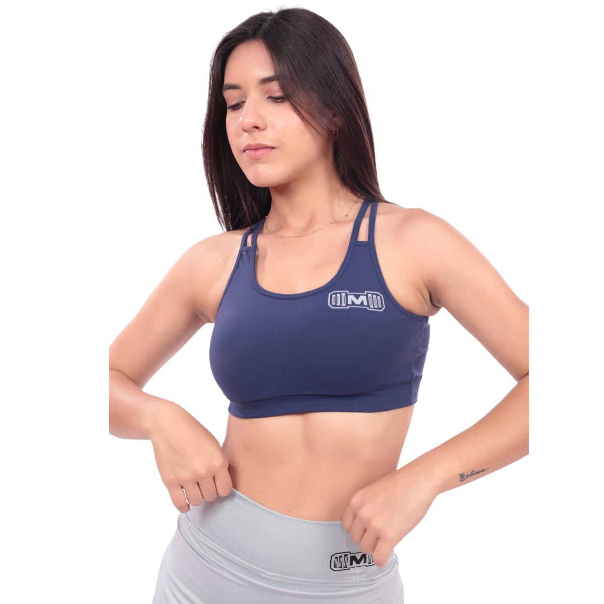 TOP DEPORTIVO MUJER MUSCLE MUSEUM AZUL CON TIRAS - 1