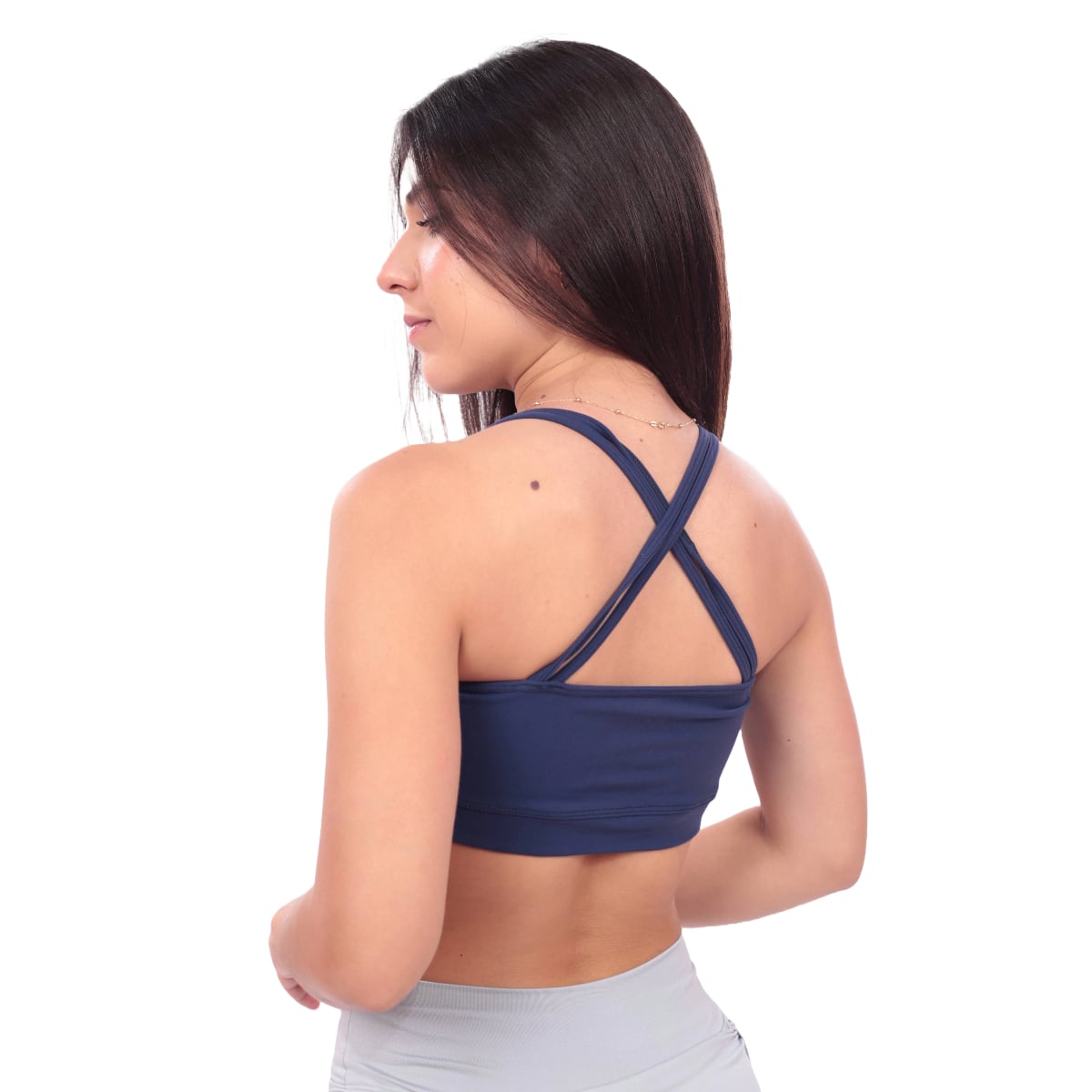 TOP DEPORTIVO MUJER MUSCLE MUSEUM AZUL CON TIRAS - 2