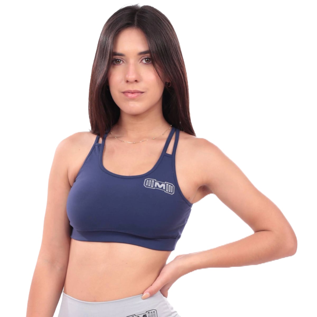 TOP DEPORTIVO MUJER MUSCLE MUSEUM AZUL CON TIRAS - 3