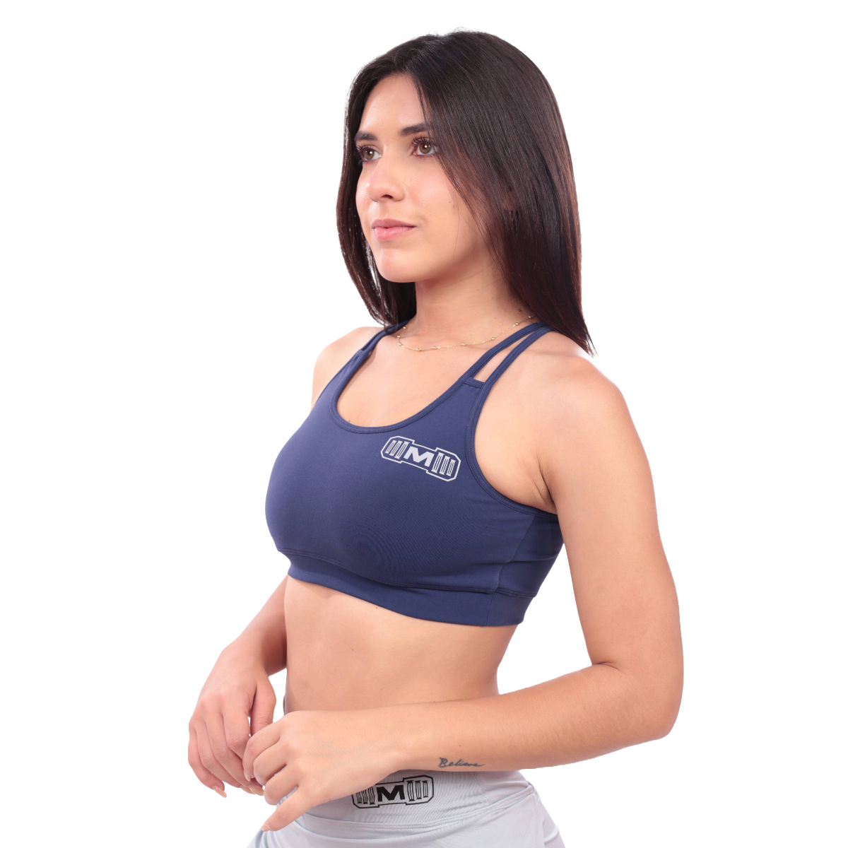 TOP DEPORTIVO MUJER MUSCLE MUSEUM AZUL CON TIRAS - 4