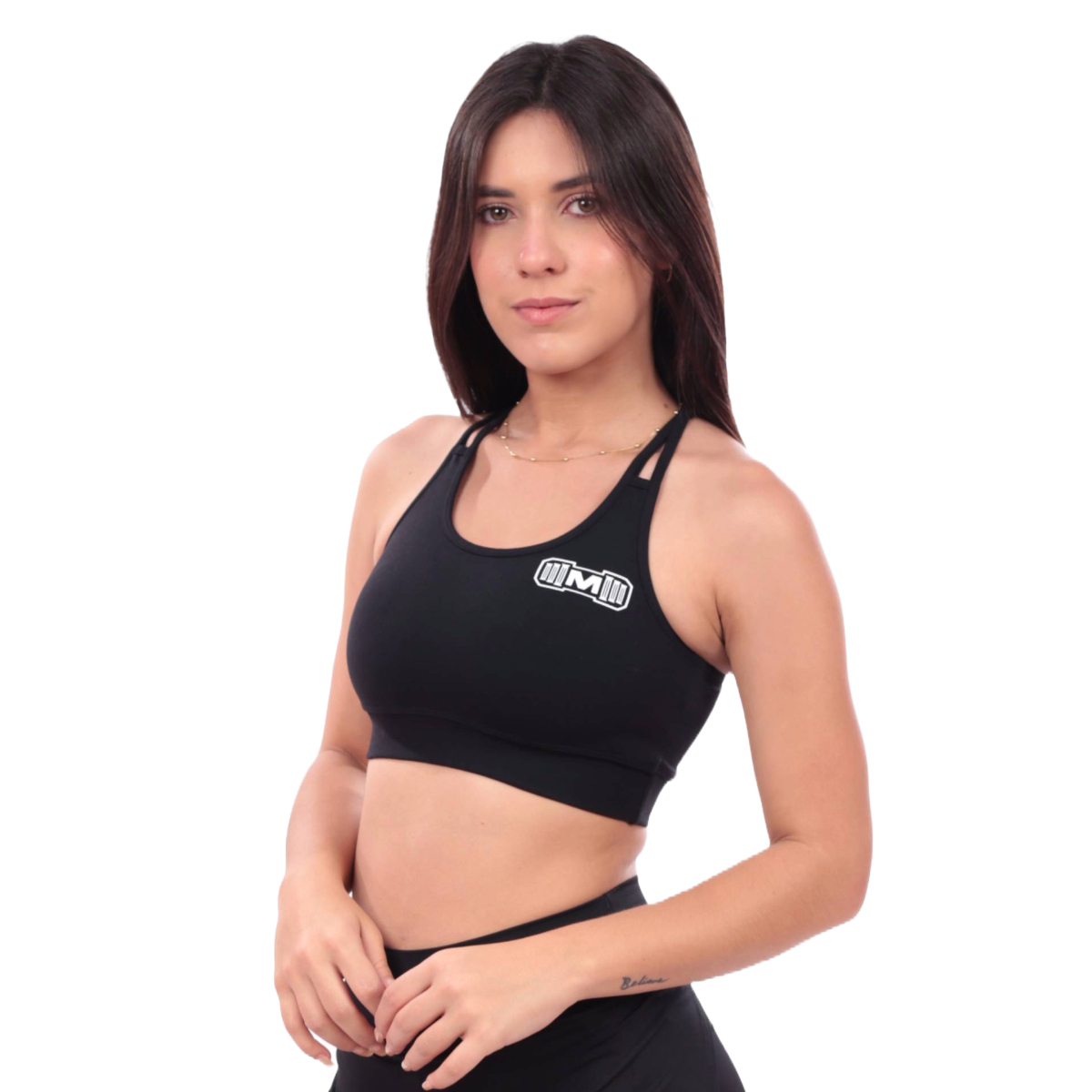 TOP DEPORTIVO MUJER MUSCLE MUSEUM NEGRO CON TIRAS - 1