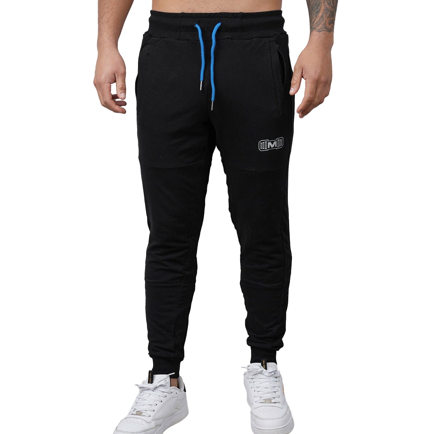 JOGGER DEPORTIVO MUSCLE MUSEUM COLOR NEGRO Y AZUL BOLSILLOS CON CIERRES PARA HOMBRE - 2
