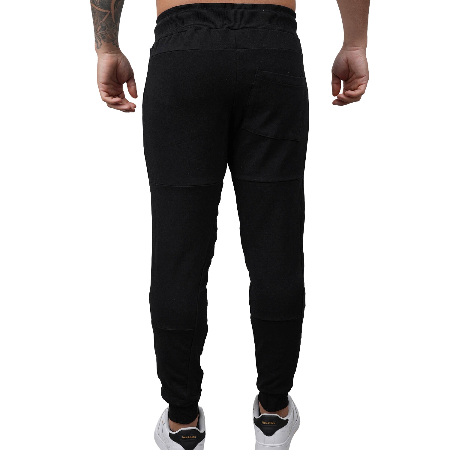 JOGGER DEPORTIVO MUSCLE MUSEUM COLOR NEGRO Y AZUL BOLSILLOS CON CIERRES PARA HOMBRE - 4
