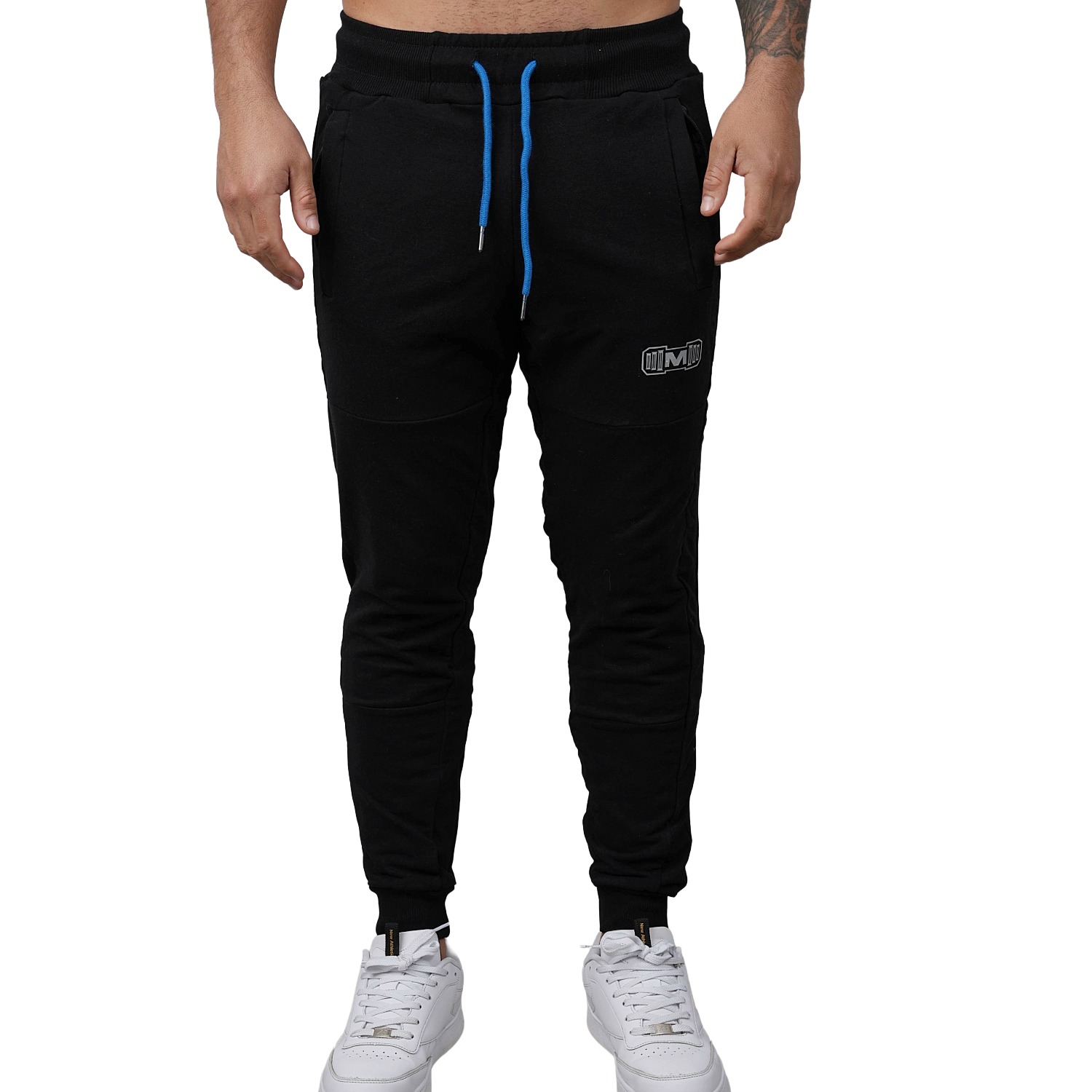 JOGGER DEPORTIVO MUSCLE MUSEUM COLOR NEGRO Y AZUL BOLSILLOS CON CIERRES PARA HOMBRE - 5