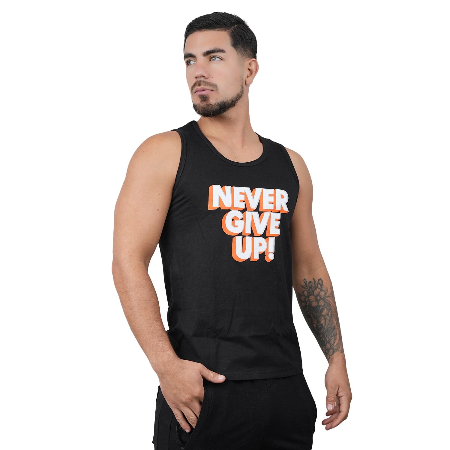 BIVIDI DEPORTIVO MUSCLE MUSEUM COLOR NEGRO NEVER GIVE UP PARA HOMBRE - 3