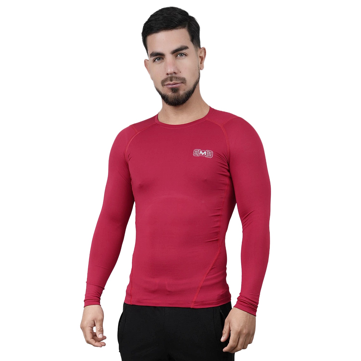 POLO DEPORTIVO DE COMPRESIÓN MANGA LARGA MUSCLE MUSEUM COLOR ROJO PARA HOMBRES - 2