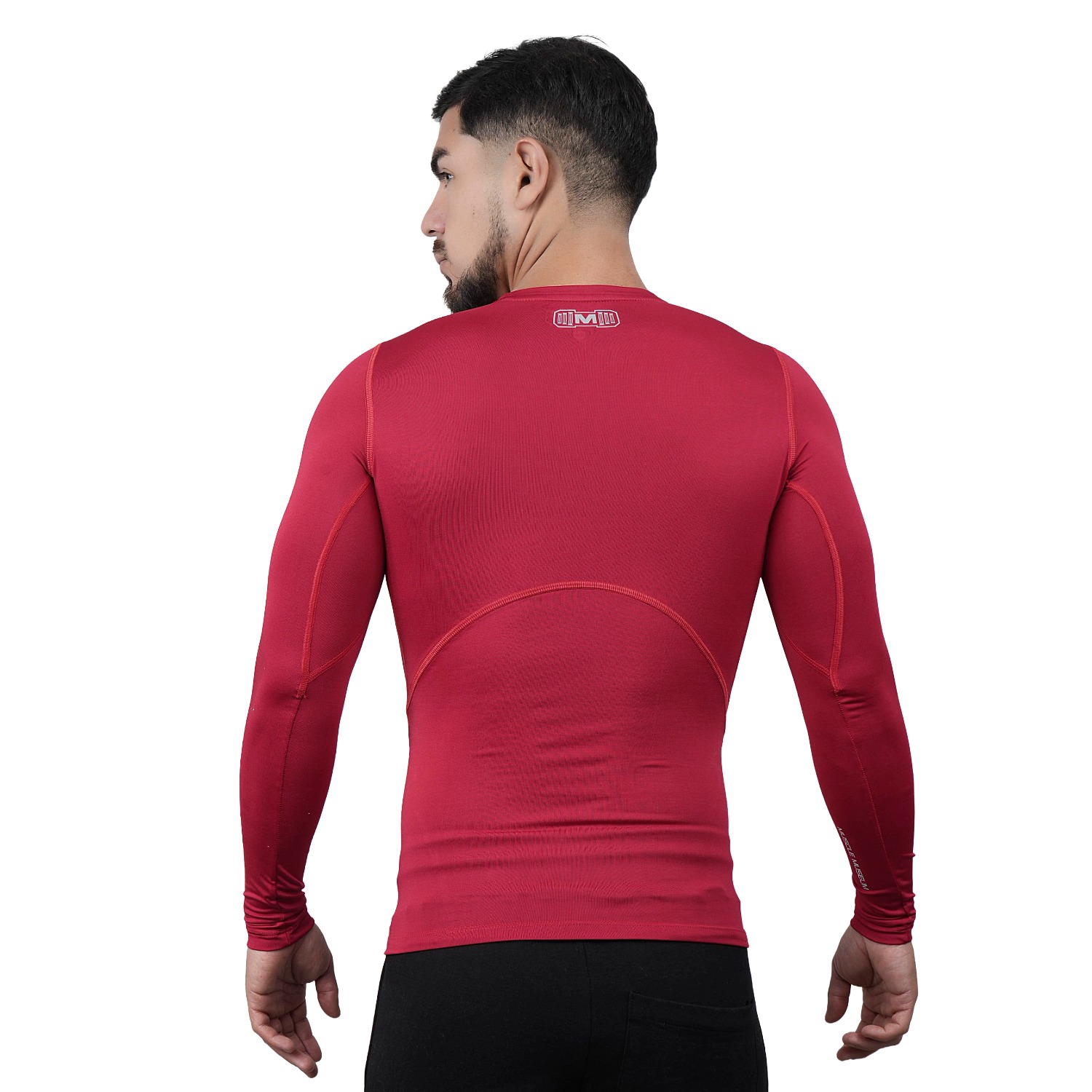 POLO DEPORTIVO DE COMPRESIÓN MANGA LARGA MUSCLE MUSEUM COLOR ROJO PARA HOMBRES - 3