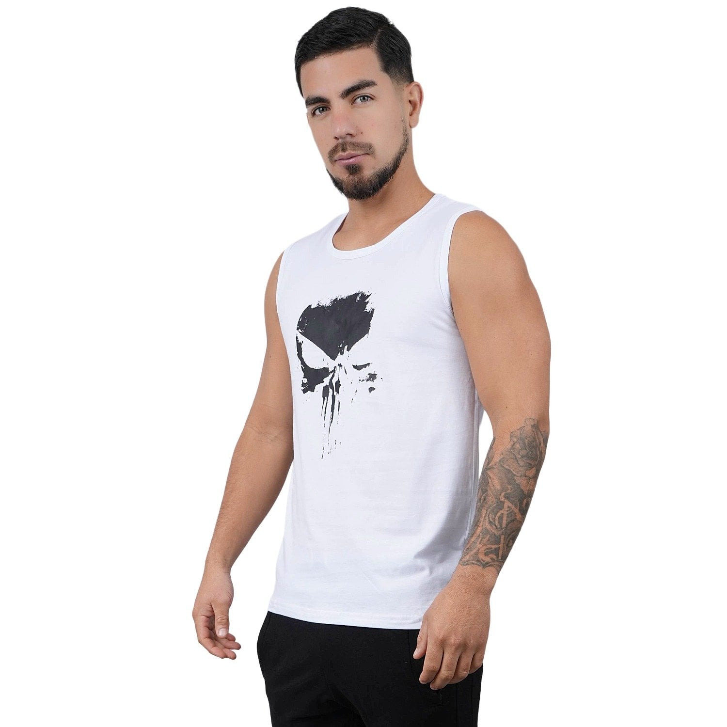 POLO MANGA CERO DEPORTIVO MUSCLE MUSEUM COLOR BLANCO PUNISHER PARA HOMBRE - 3