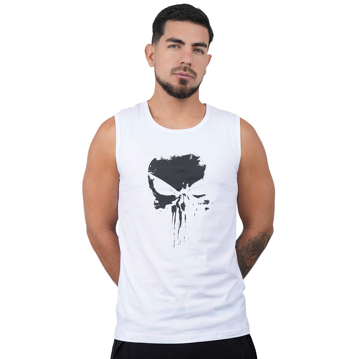 POLO MANGA CERO DEPORTIVO MUSCLE MUSEUM COLOR BLANCO PUNISHER PARA HOMBRE - 5