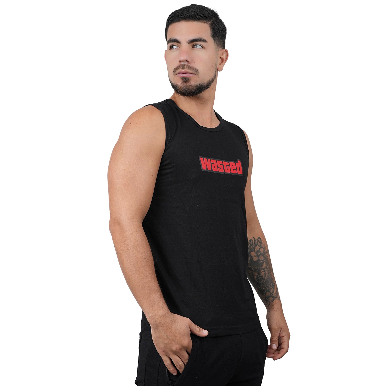 POLO MANGA CERO DEPORTIVO MUSCLE MUSEUM COLOR NEGRO WASTED PARA HOMBRE - 2