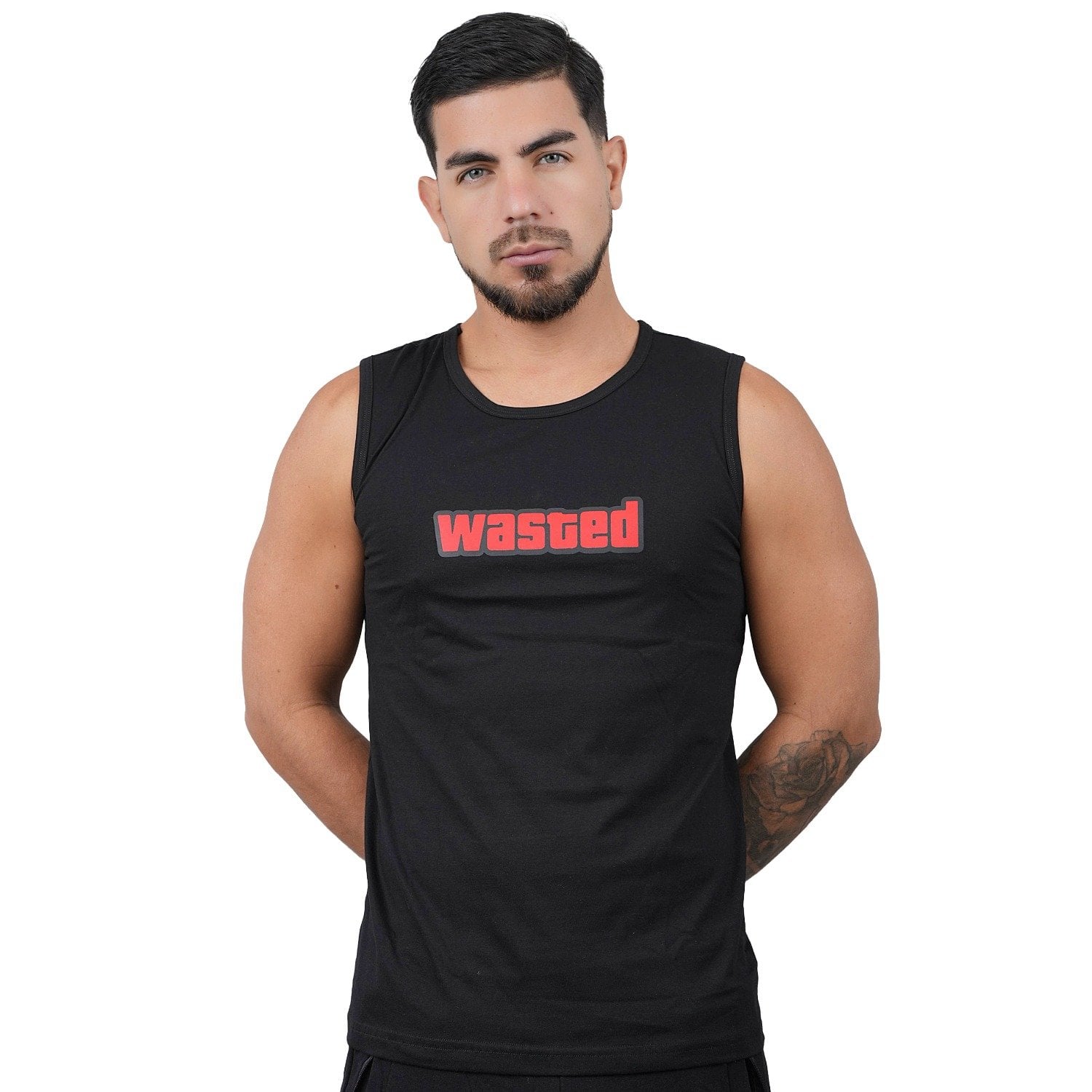 POLO MANGA CERO DEPORTIVO MUSCLE MUSEUM COLOR NEGRO WASTED PARA HOMBRE - 3