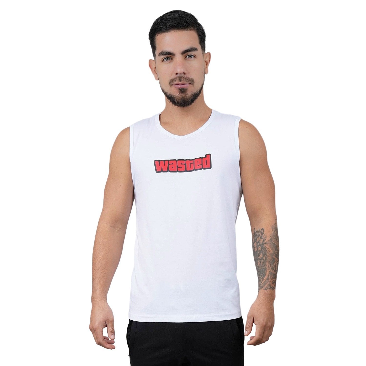 POLO MANGA CERO DEPORTIVO MUSCLE MUSEUM COLOR BLANCO WASTED PARA HOMBRE - 1