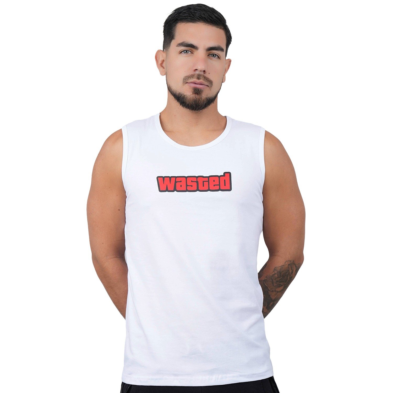 POLO MANGA CERO DEPORTIVO MUSCLE MUSEUM COLOR BLANCO WASTED PARA HOMBRE - 2