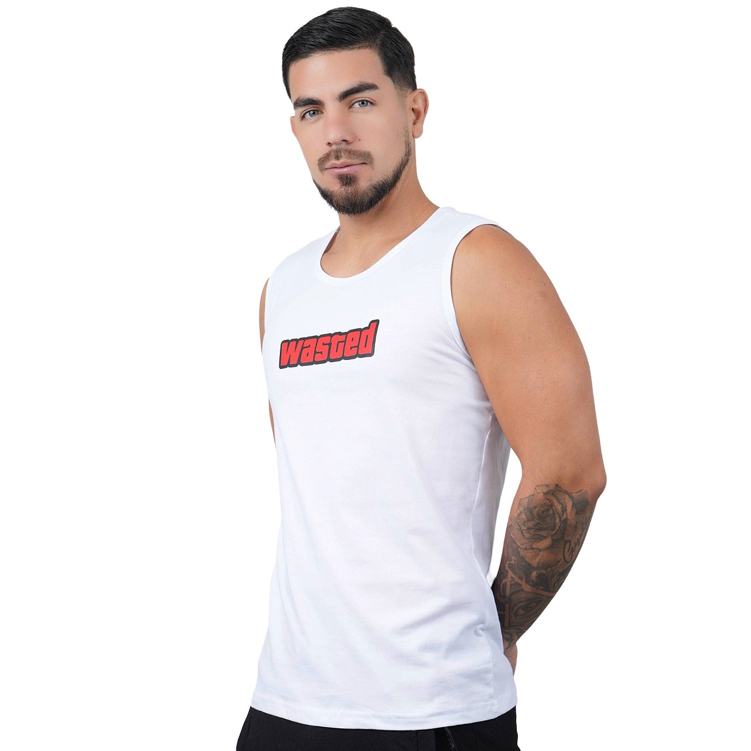 POLO MANGA CERO DEPORTIVO MUSCLE MUSEUM COLOR BLANCO WASTED PARA HOMBRE - 3