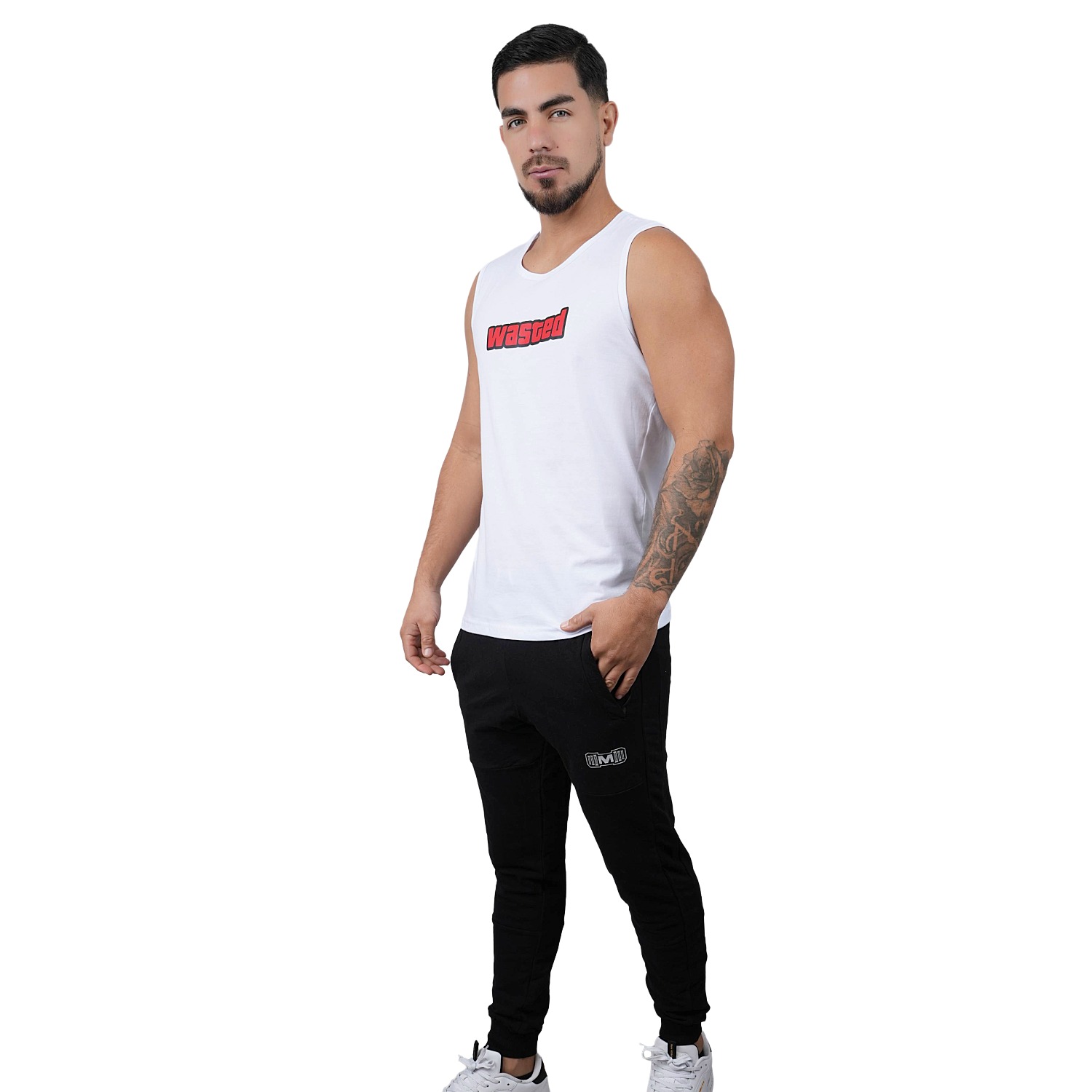 POLO MANGA CERO DEPORTIVO MUSCLE MUSEUM COLOR BLANCO WASTED PARA HOMBRE - 5