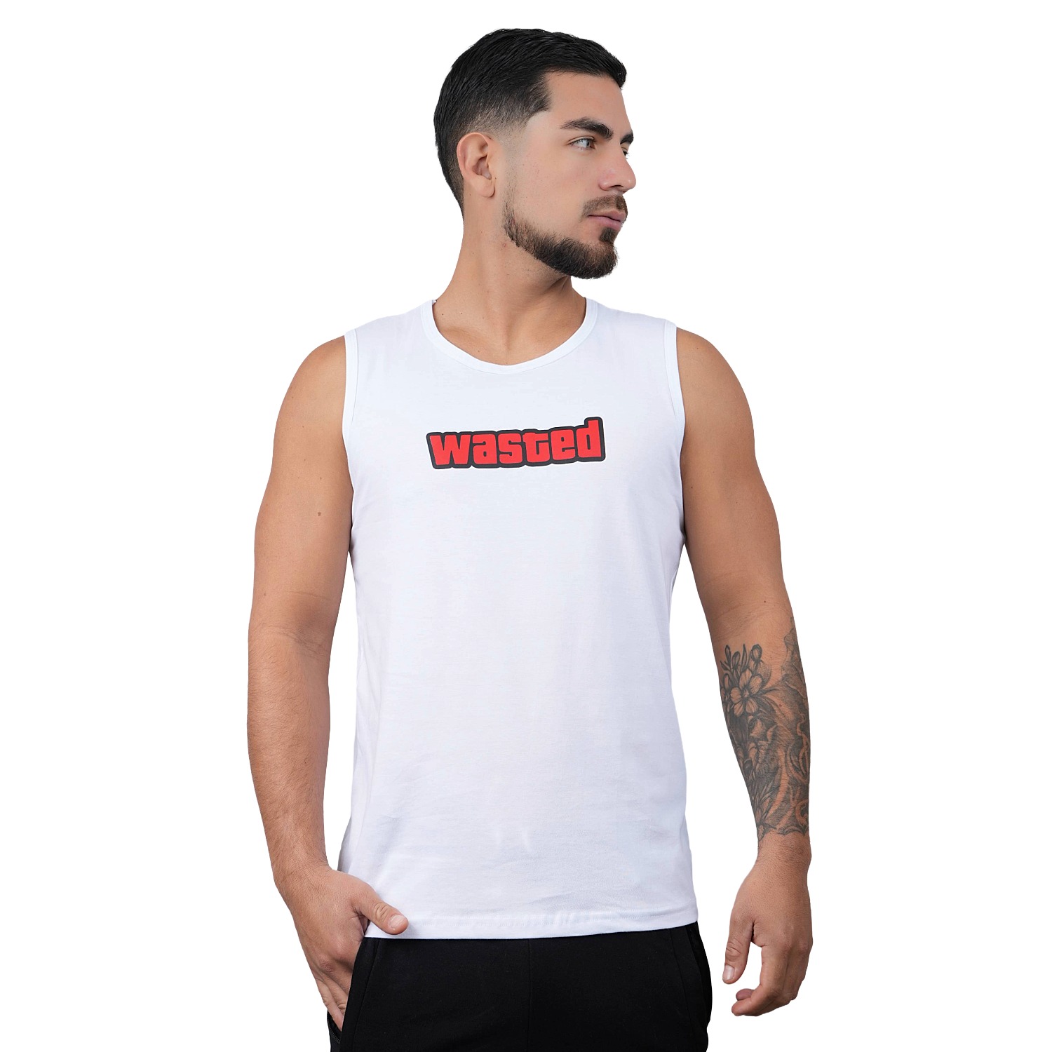 POLO MANGA CERO DEPORTIVO MUSCLE MUSEUM COLOR BLANCO WASTED PARA HOMBRE - 6