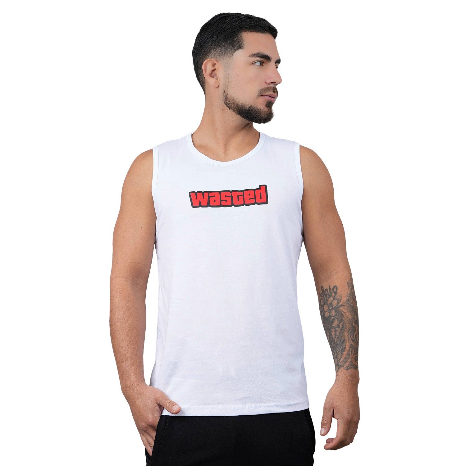 POLO MANGA CERO DEPORTIVO MUSCLE MUSEUM COLOR BLANCO WASTED PARA HOMBRE - 6