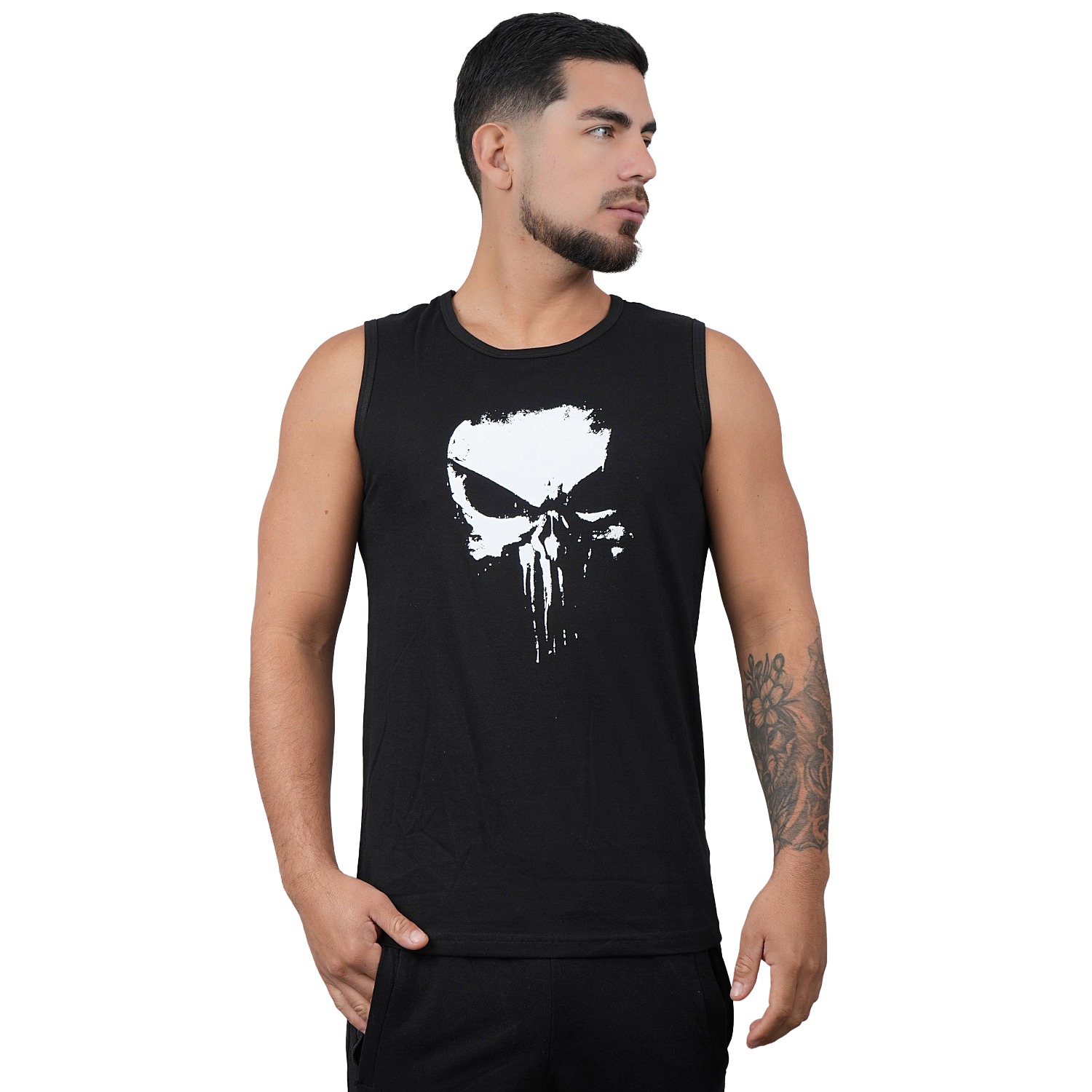 POLO MANGA CERO DEPORTIVO MUSCLE MUSEUM COLOR NEGRO PUNISHER PARA HOMBRE - 2