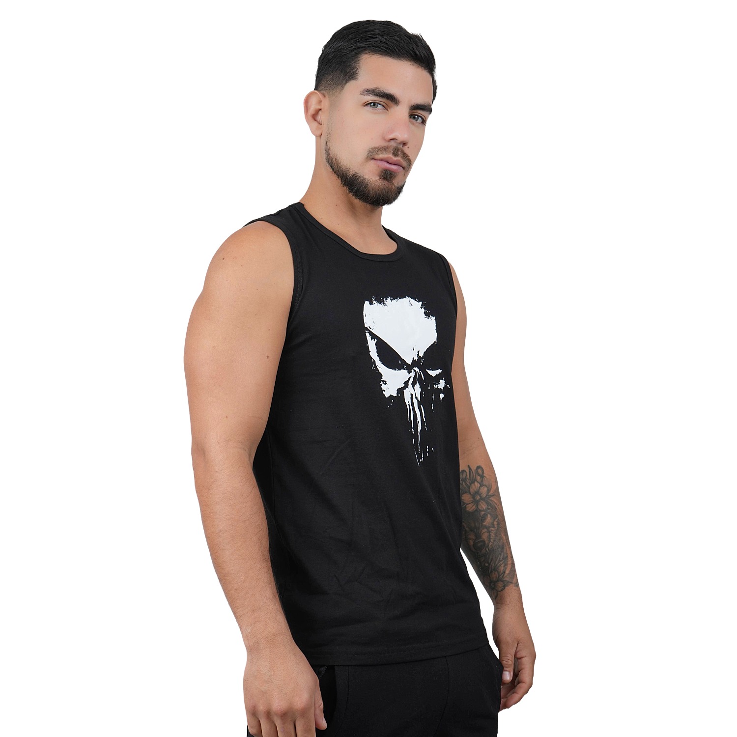 POLO MANGA CERO DEPORTIVO MUSCLE MUSEUM COLOR NEGRO PUNISHER PARA HOMBRE - 3