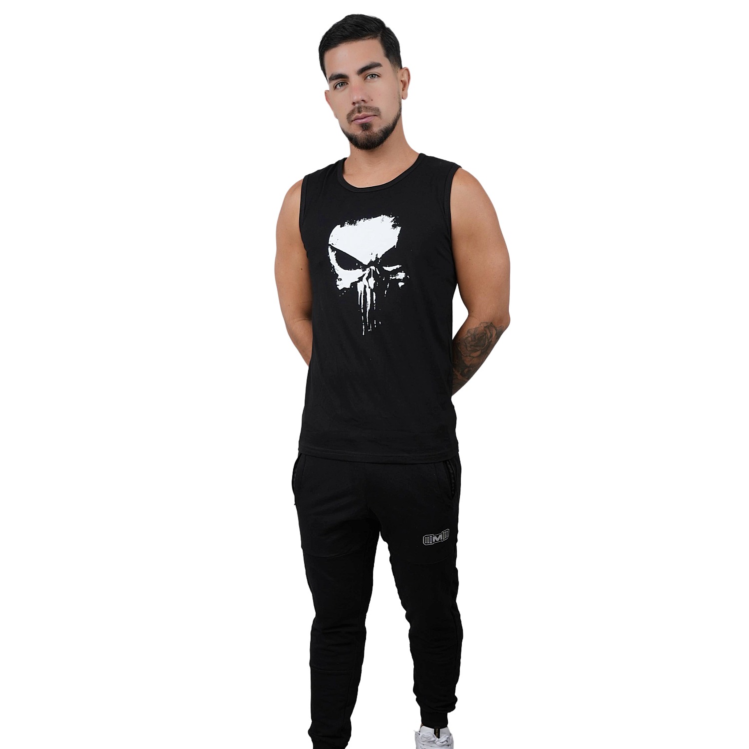 POLO MANGA CERO DEPORTIVO MUSCLE MUSEUM COLOR NEGRO PUNISHER PARA HOMBRE - 5