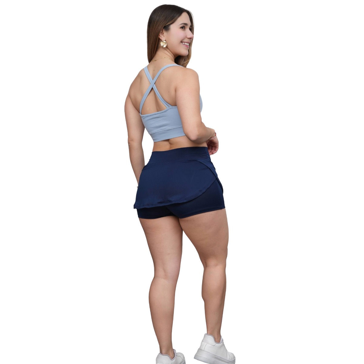 SHORT FALDA DEPORTIVO COLOR AZUL ACERO PARA MUJER - 4