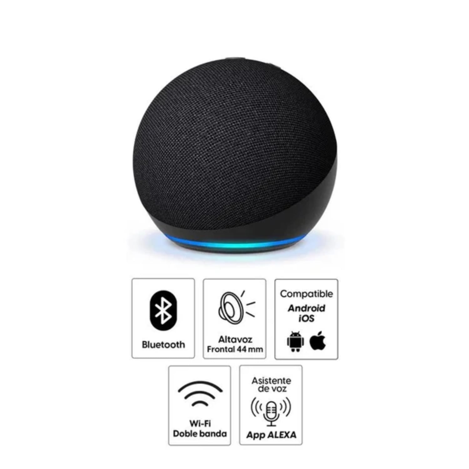 AMAZON ALEXA ECHO DOT 5TA GEN NEGRO + FOCO INTELIGENTE + ENCHUFE INTELIGENTE - 5
