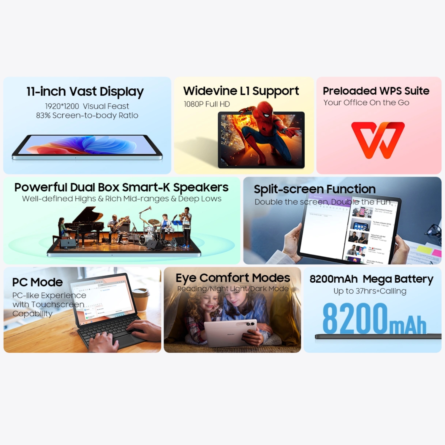 TABLET BLACKVIEW TAB 9 WIFI 11'' FHD 18/256GB 8200MHA - GRIS - 6