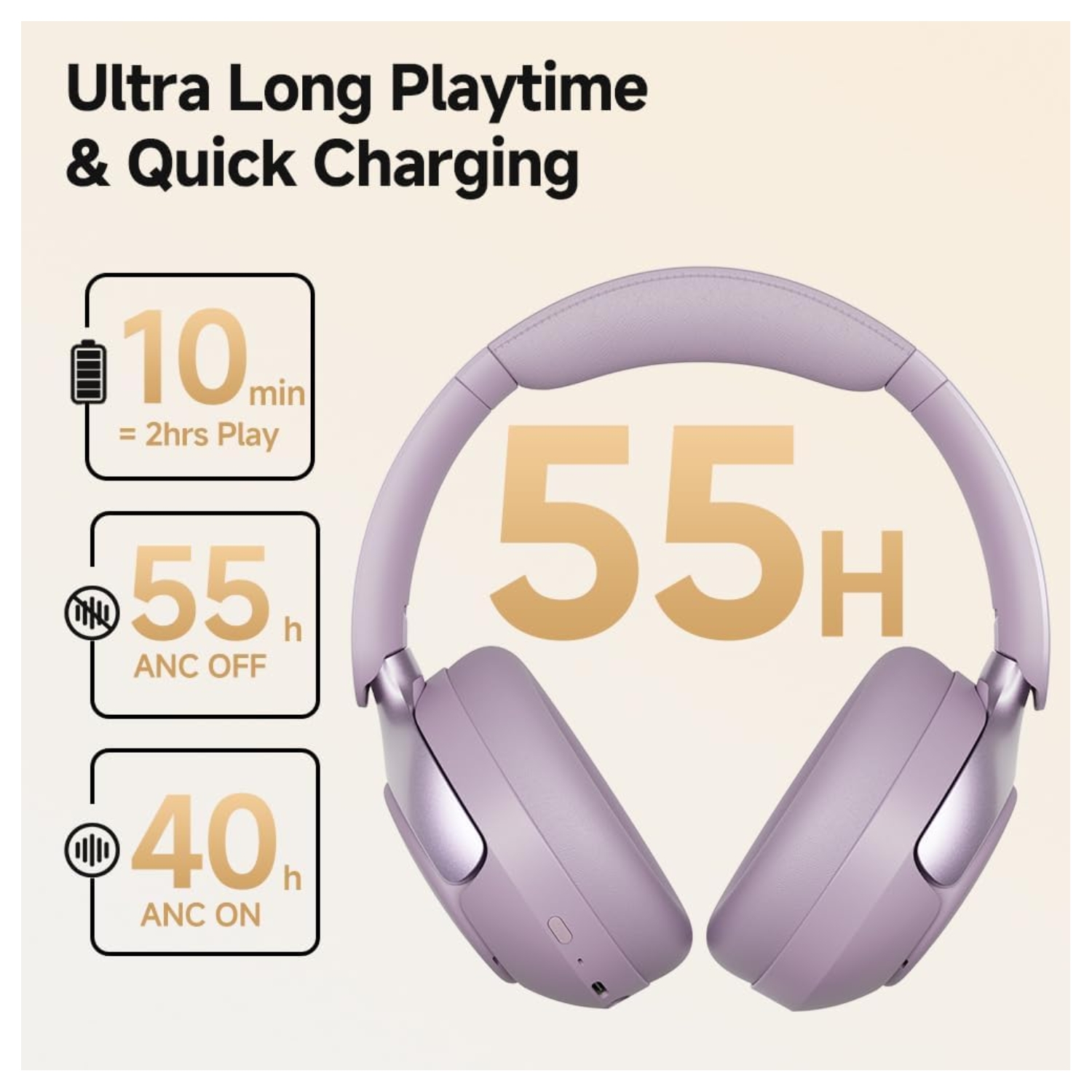 AUDÍFONOS INALÁMBRICOS QCY H3 PRO CANCELACIÓN ACTIVA DE RUIDO 55 HORAS PURPURA - 4