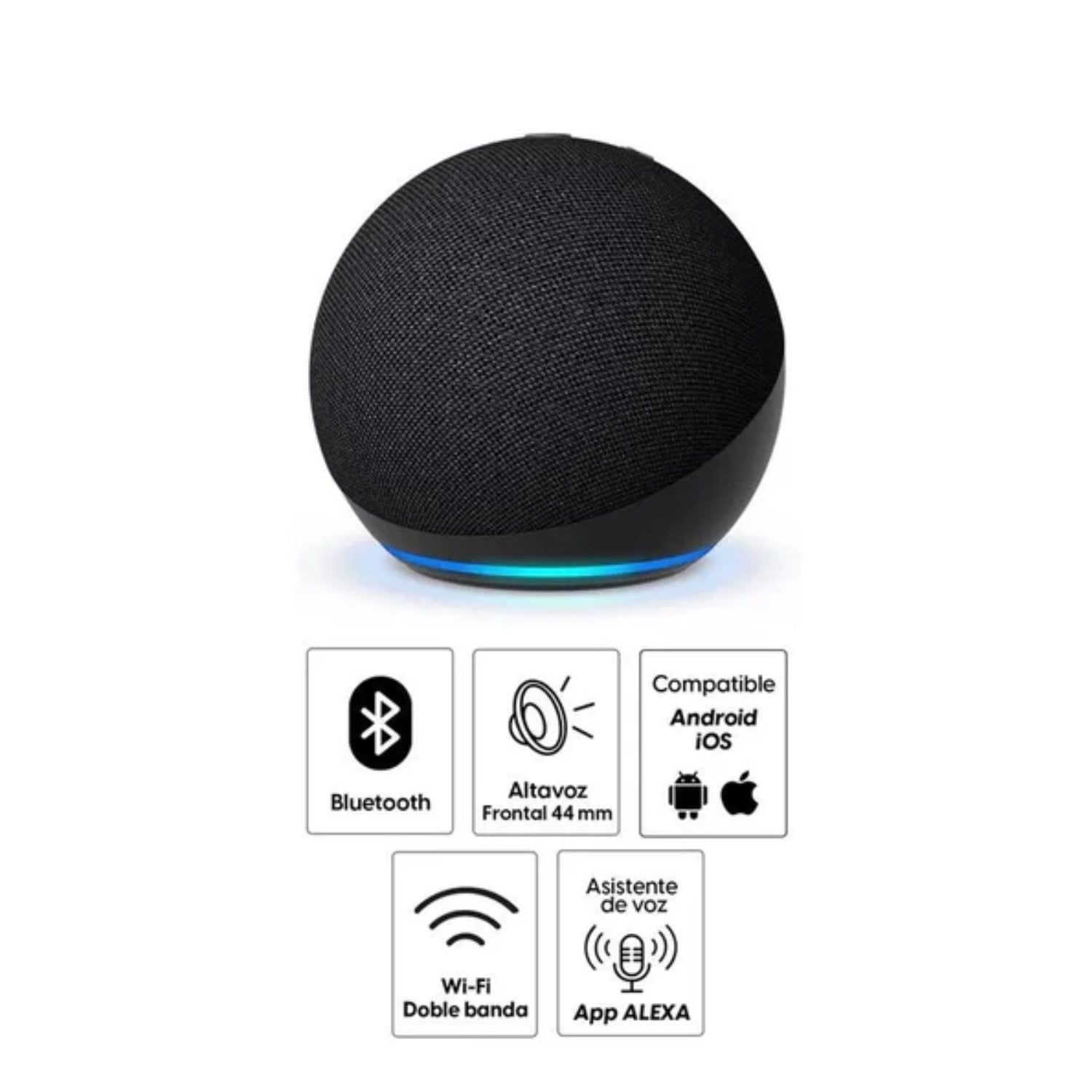 AMAZON ALEXA ECHO DOT 5TA GEN NEGRO + FOCO INTELIGENTE + ENCHUFE INTELIGENTE - 5