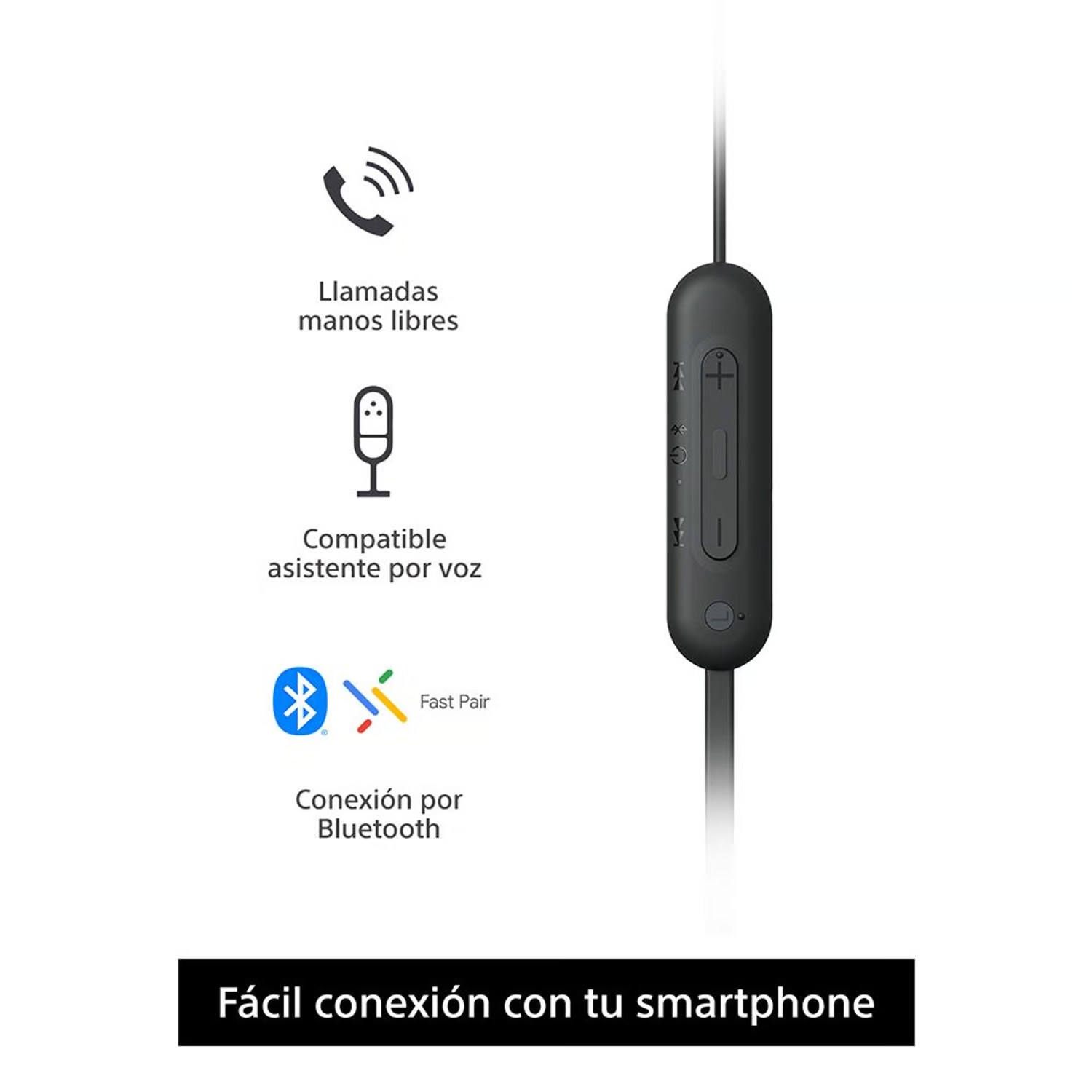 AUDÍFONO IN EAR BLUETOOTH SONY WI-C100/BZ  UC NEGRO - 4