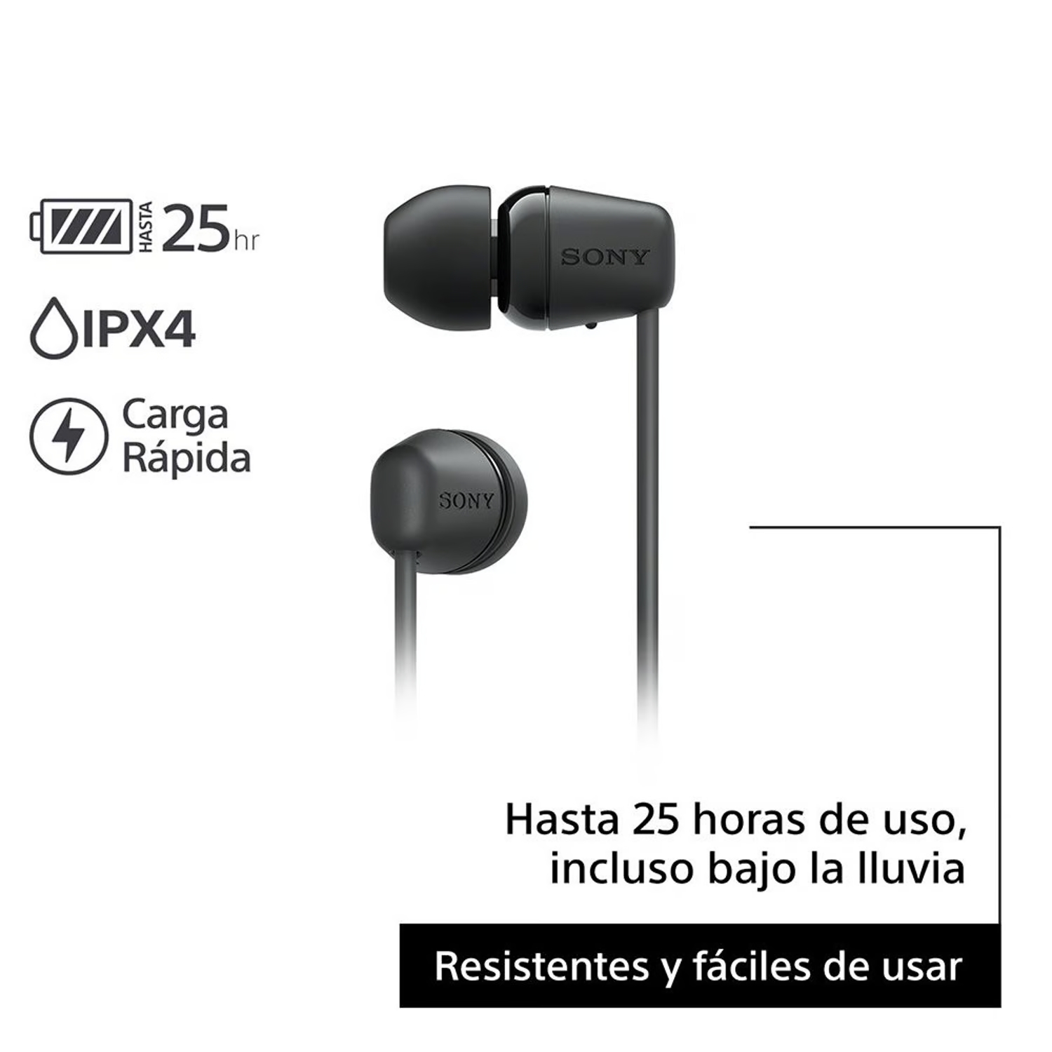 AUDÍFONO IN EAR BLUETOOTH SONY WI-C100/BZ  UC NEGRO - 6