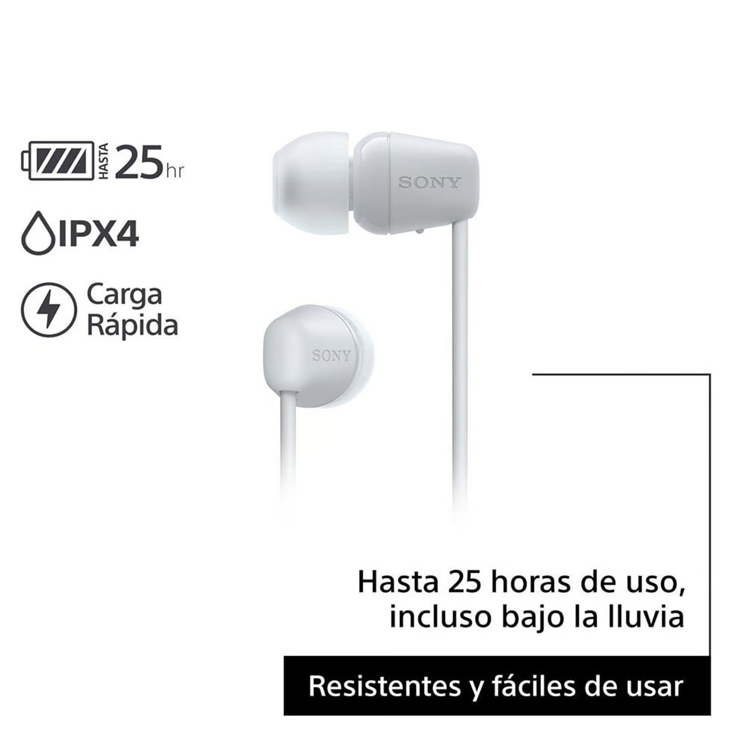 AUDÍFONO IN EAR BLUETOOTH SONY WI-C100/WZ UC BLANCO - 3