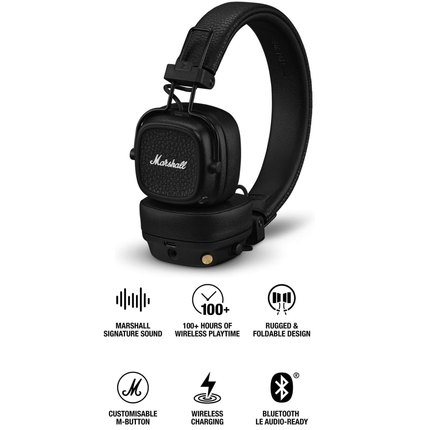 AUDÍFONOS BLUETOOTH MARSHALL MAJOR V ON-EAR WIRELESS 100HRS NEGRO - 2