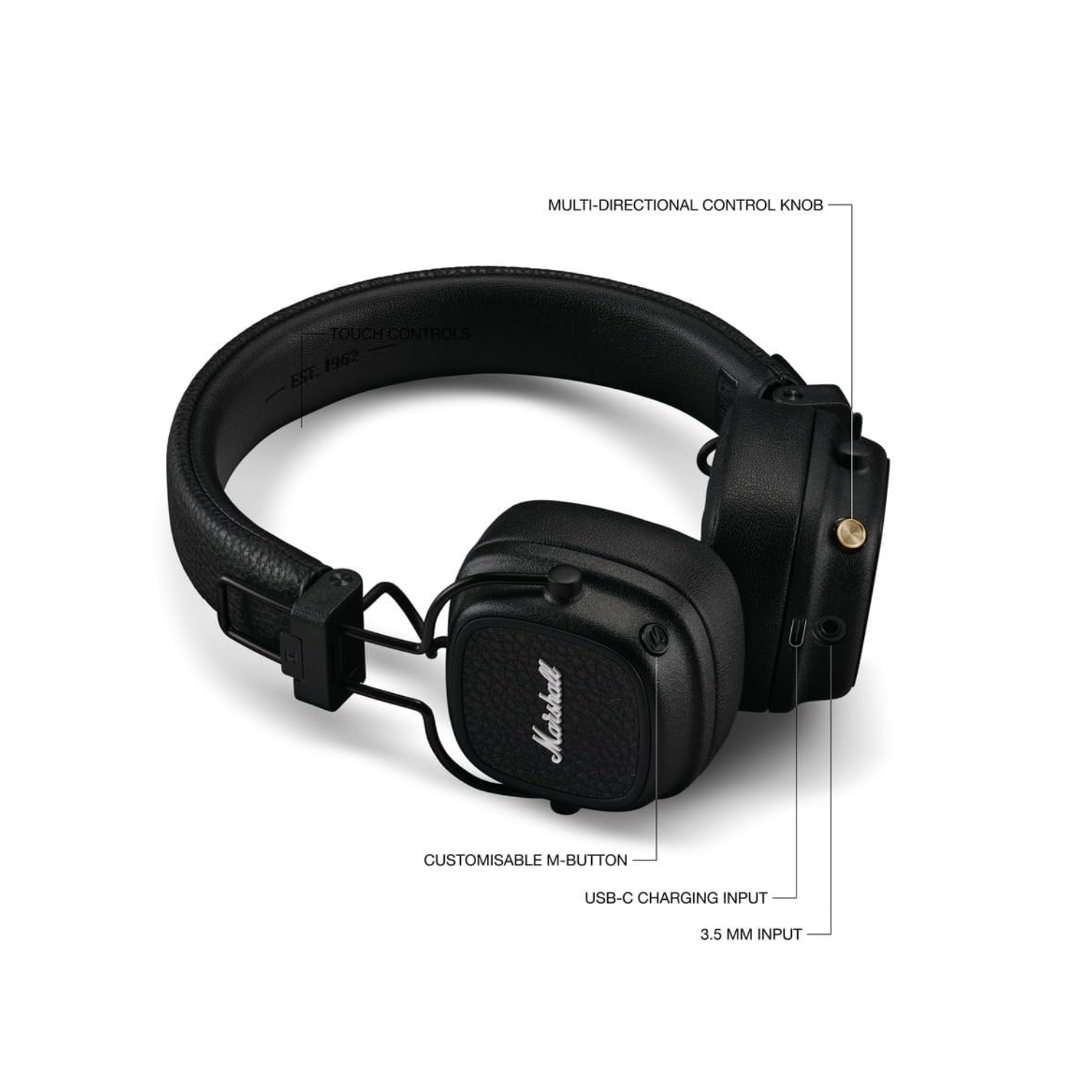AUDÍFONOS BLUETOOTH MARSHALL MAJOR V ON-EAR WIRELESS 100HRS NEGRO - 3
