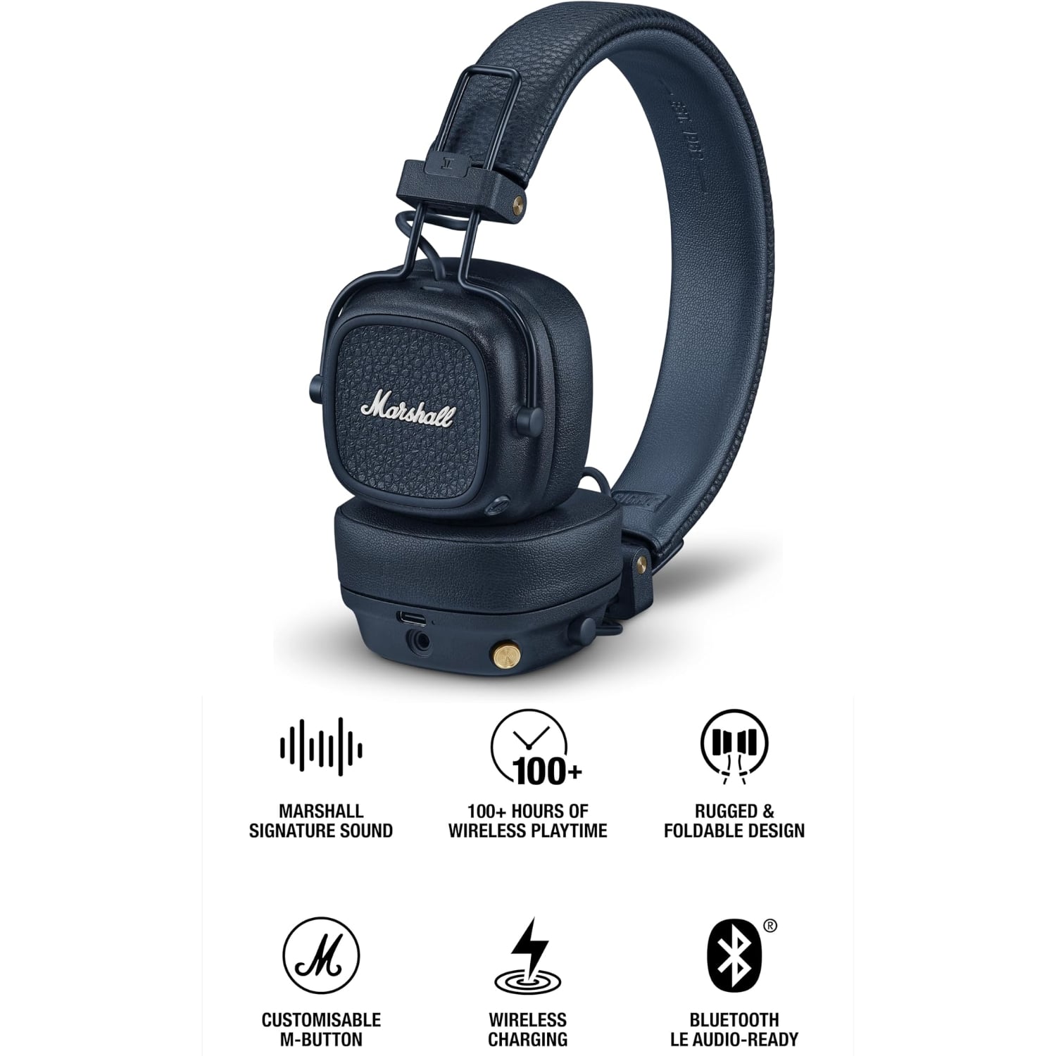 AUDÍFONOS BLUETOOTH MARSHALL MAJOR V ON-EAR WIRELESS 100HRS AZUL - 2