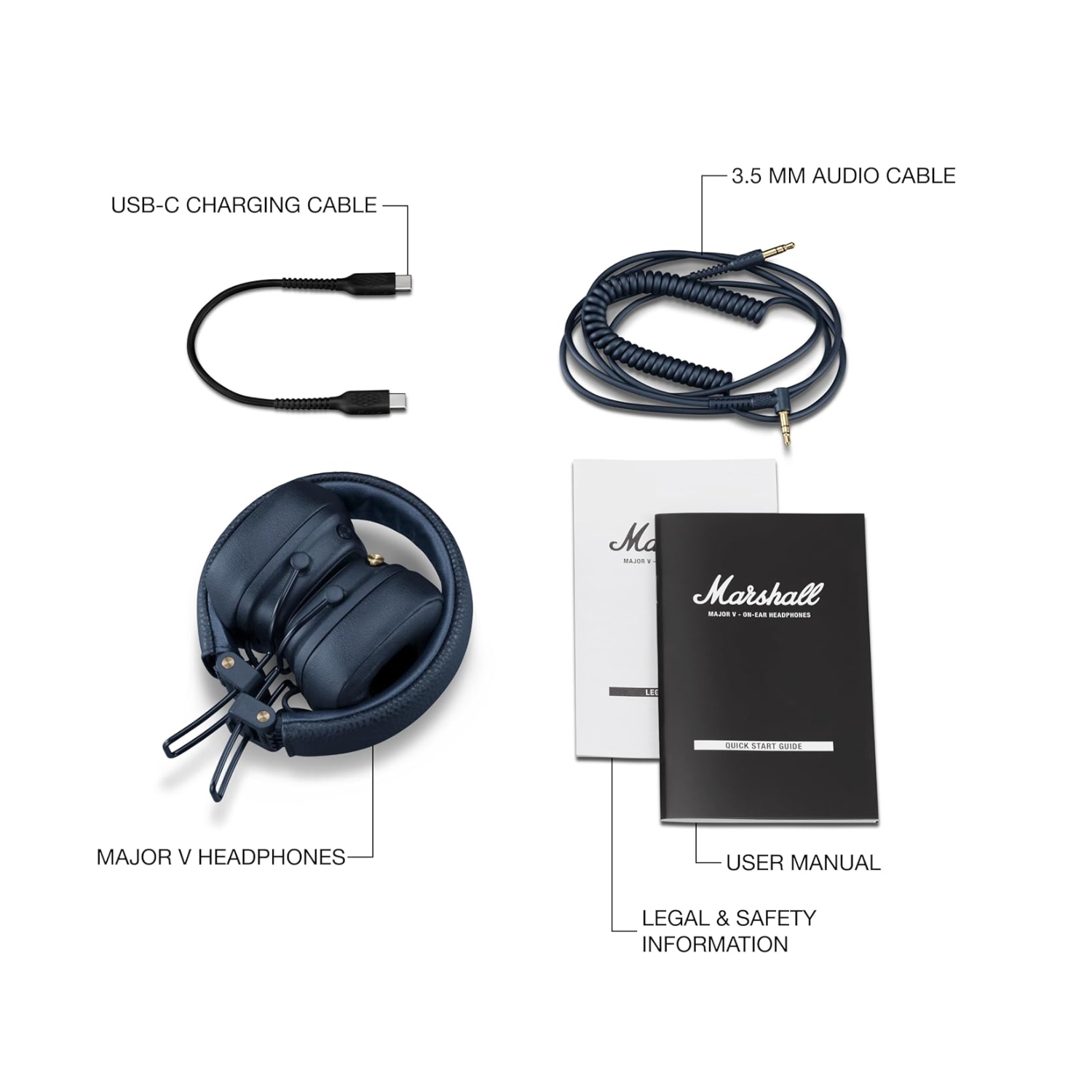 AUDÍFONOS BLUETOOTH MARSHALL MAJOR V ON-EAR WIRELESS 100HRS AZUL - 6