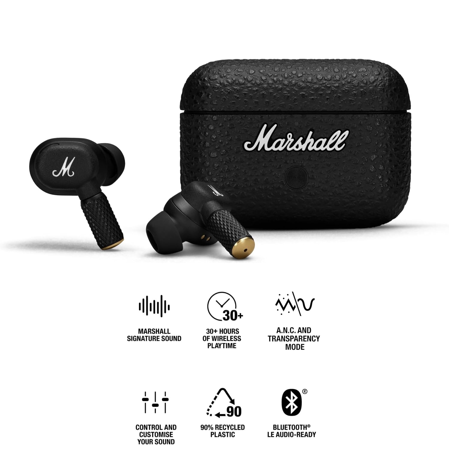 AUDÍFONOS BLUETOOTH MARSHALL MOTIF II ANC IN-EAR TWS 30HRS NEGRO - 2