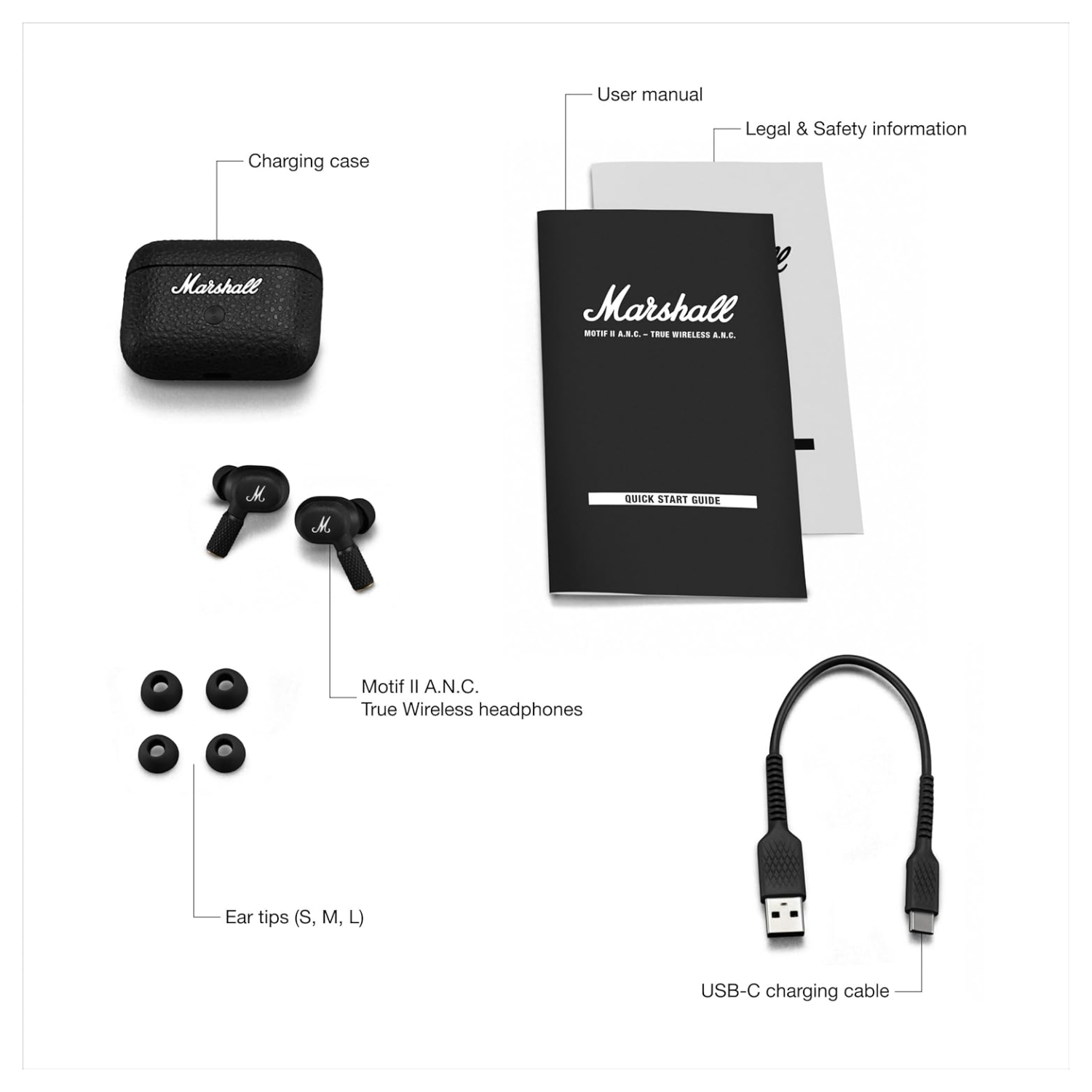 AUDÍFONOS BLUETOOTH MARSHALL MOTIF II ANC IN-EAR TWS 30HRS NEGRO - 6