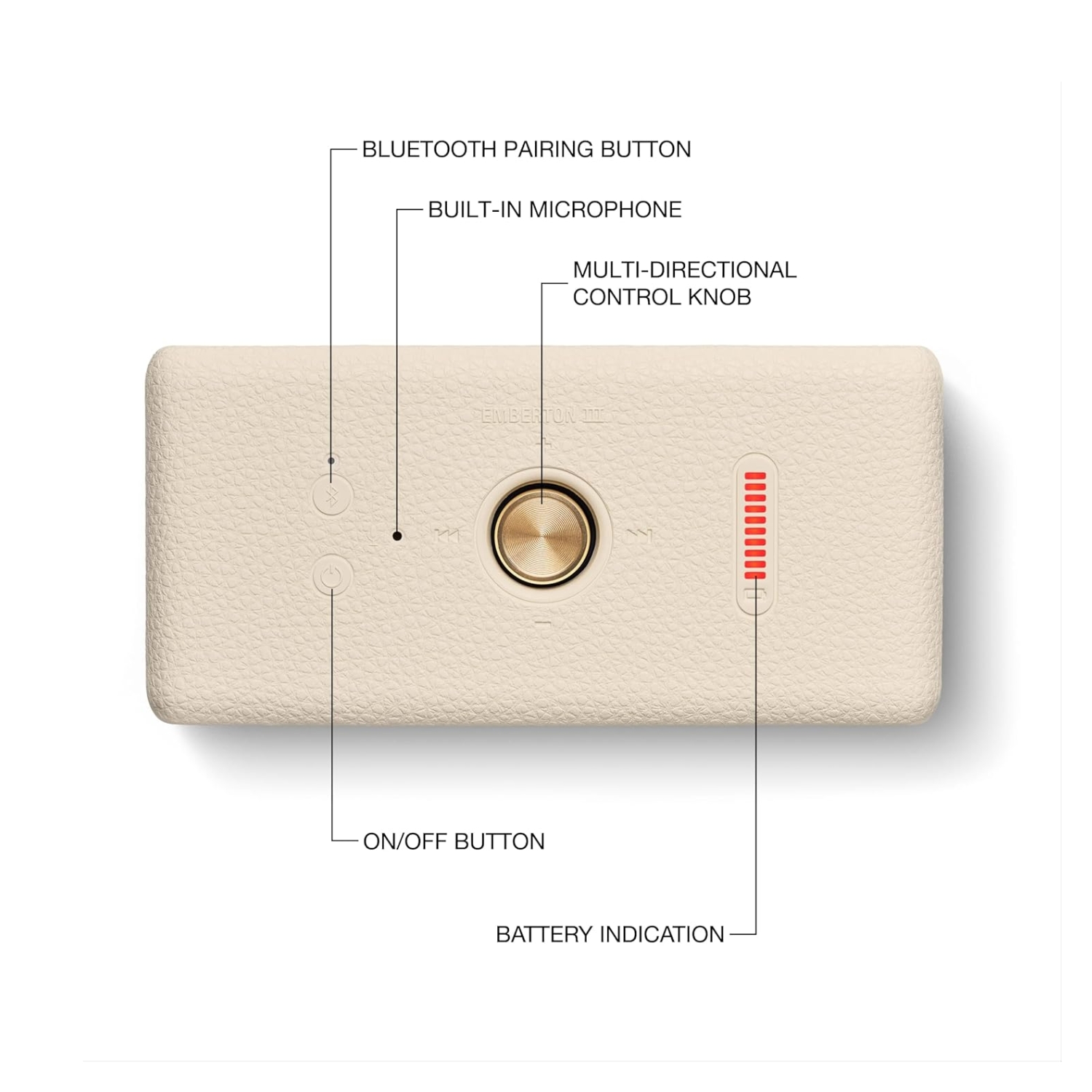 PARLANTE BLUETOOTH PORTATIL MARSHALL EMBERTON III IP67 32HRS CREMA - 3