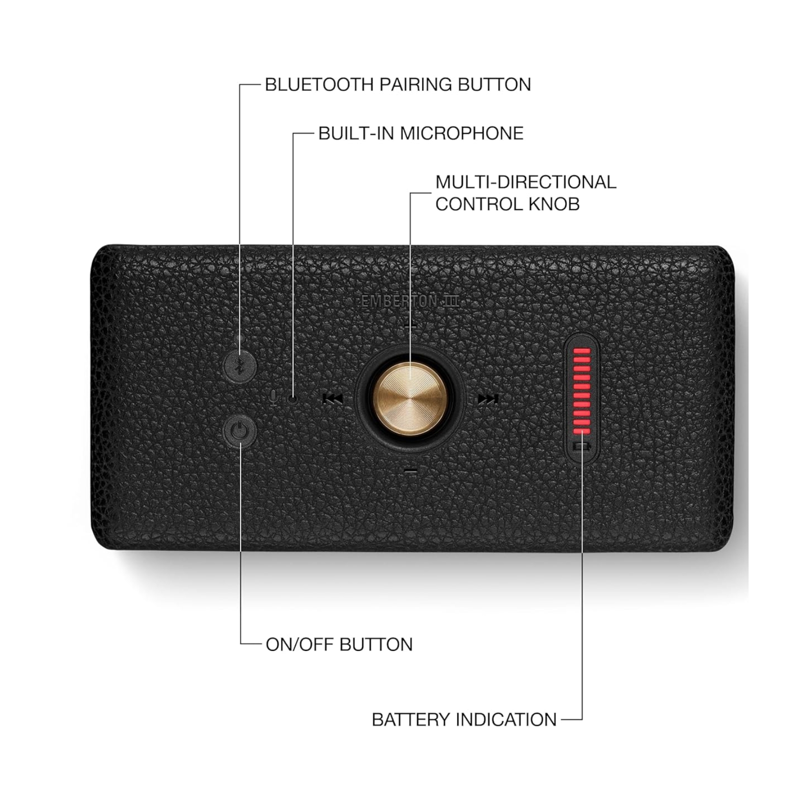 PARLANTE BLUETOOTH PORTATIL MARSHALL EMBERTON III IP67 32HRS NEGRO - 3