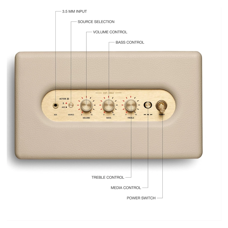 PARLANTE BLUETOOTH MARSHALL ACTON III BT5.2 30 WATTS CREMA - 4